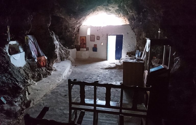 Cave church, view from inside — Agioi Saranta Cave Church