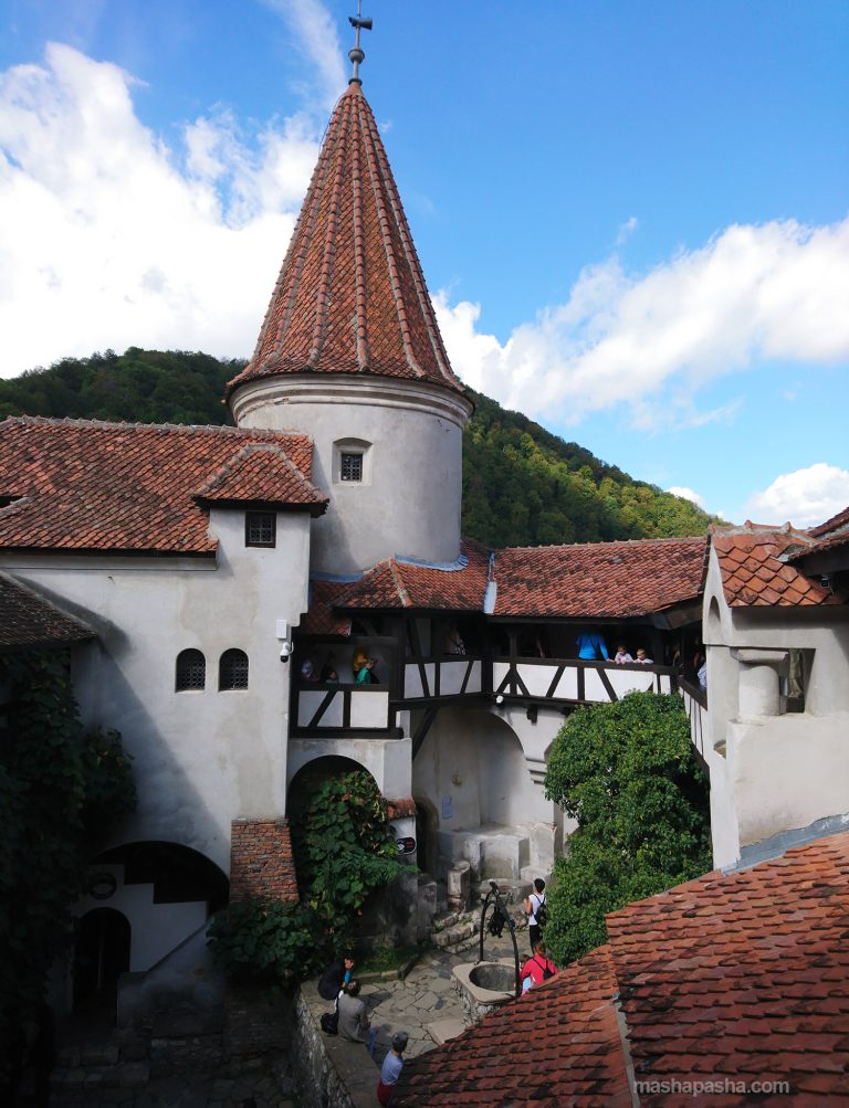The inner courtyard of Bran Castle in Transylvania — Bran (Dracula’s) Castle, Romania