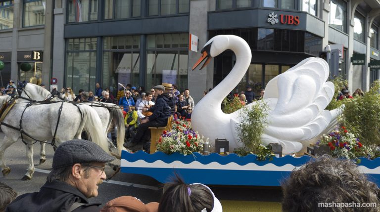 Swan at the Guild Parade — Sechseläuten Carnival, Zürich, Switzerland