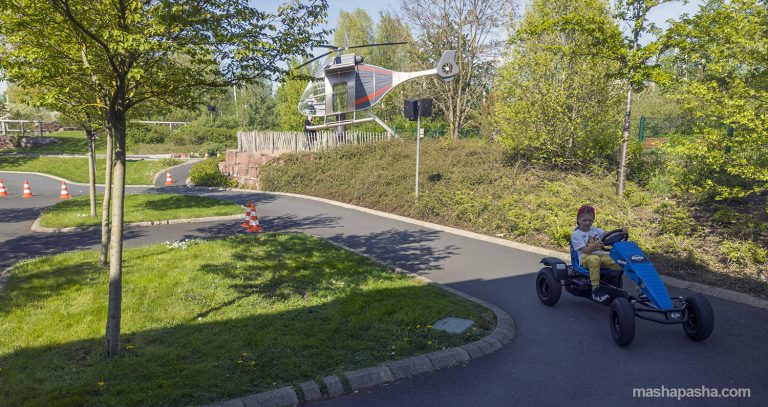 Cars and bicycles on the territory of the police station — Playmobil Funpark Germany