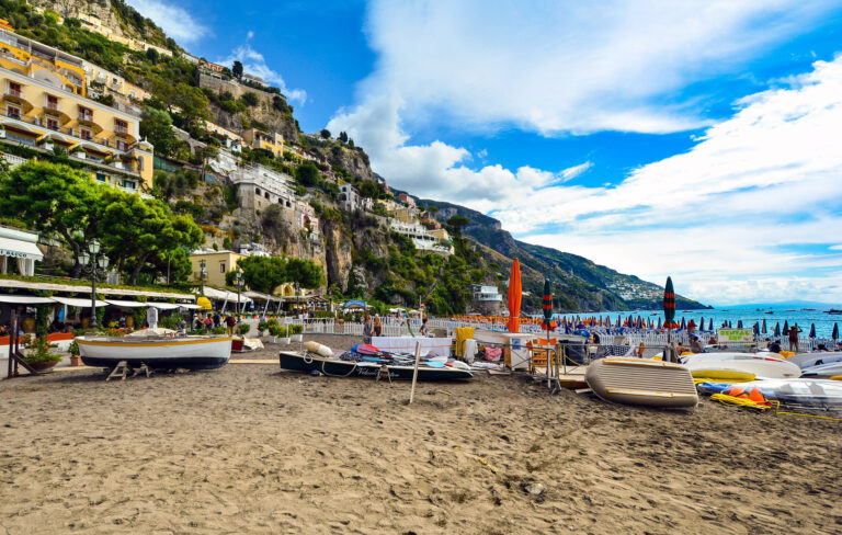 Positano beach Spiaggia Grande, Amalfi Coast, Italy