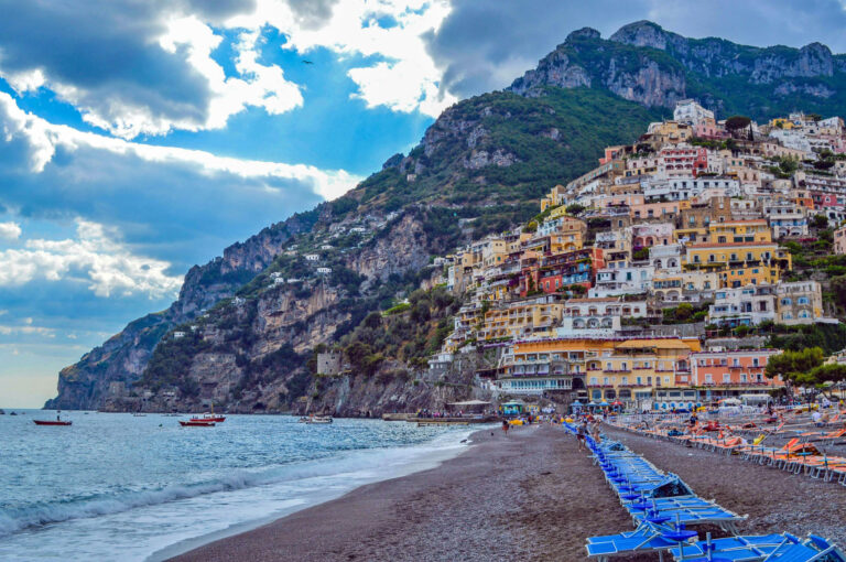 Positano beach Spiaggia Grande, Amalfi Coast, Italy