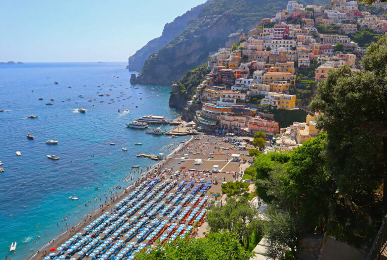 Positano beach Spiaggia Grande, Amalfi Coast, Italy