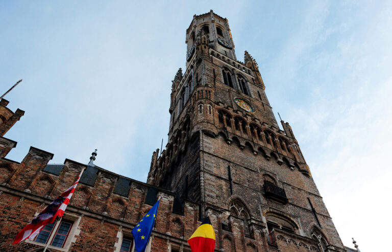 Campanile di Bruges e Markt, Bruges, Belgio